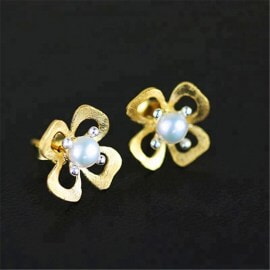 Handmade-Silver-Clover-natural-pearl-gem-jewelry (3)